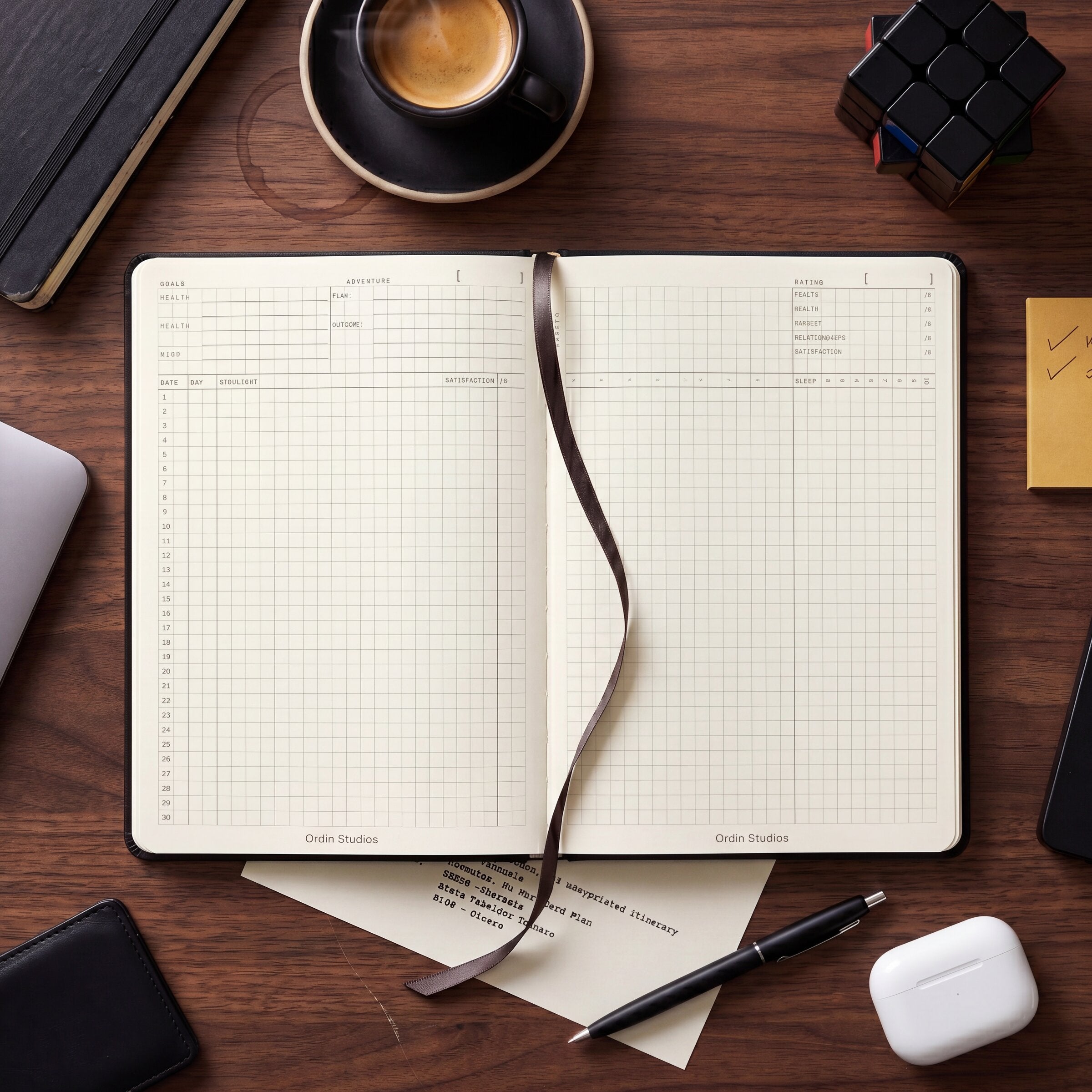 The Ledger open to a monthly dashboard spread